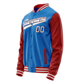 Custom Electric-Blue Crimson Solid Color Varsity Letterman Jacket JA02240617YH137