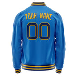 Custom Electric-Blue Gold Solid Color Varsity Letterman Jacket JA02240617YH142