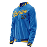 Custom Electric-Blue Gold Solid Color Varsity Letterman Jacket JA02240617YH142