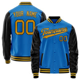 Custom Electric-Blue Old-Gold Solid Color Varsity Letterman Jacket JA02240617YH146