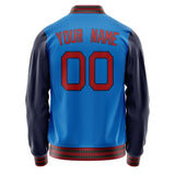 Custom Electric-Blue Red Solid Color Varsity Letterman Jacket JA02240617YH147