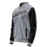 Custom Gray Black Solid Color Varsity Letterman Jacket JA02240617YH148