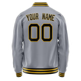 Custom Gray Black Solid Color Varsity Letterman Jacket JA02240617YH151