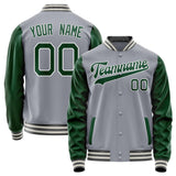 Custom Gray Kelly-Green Solid Color Varsity Letterman Jacket JA02240617YH154