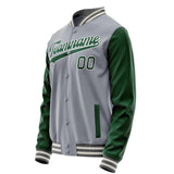 Custom Gray Kelly-Green Solid Color Varsity Letterman Jacket JA02240617YH154