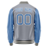 Custom Gray Light-Blue Solid Color Varsity Letterman Jacket JA02240617YH155