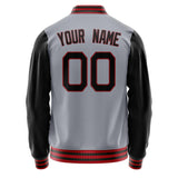 Custom Gray Black Solid Color Varsity Letterman Jacket JA02240617YH157