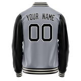 Custom Gray Black Solid Color Varsity Letterman Jacket JA02240617YH158