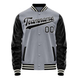 Custom Gray Black Solid Color Varsity Letterman Jacket JA02240617YH158