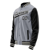 Custom Gray Black Solid Color Varsity Letterman Jacket JA02240617YH158