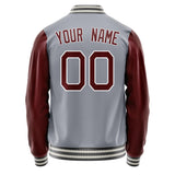 Custom Gray Crimson Solid Color Varsity Letterman Jacket JA02240617YH159