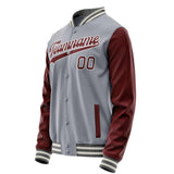 Custom Gray Crimson Solid Color Varsity Letterman Jacket JA02240617YH159