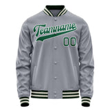 Custom Gray Kelly-Green Solid Color Varsity Letterman Jacket JA02240617YH162