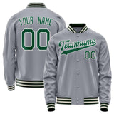 Custom Gray Kelly-Green Solid Color Varsity Letterman Jacket JA02240617YH162