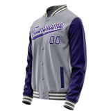 Custom Gray Purple Solid Color Varsity Letterman Jacket JA02240617YH164