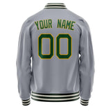 Custom Gray Kelly-Green Solid Color Varsity Letterman Jacket JA02240617YH165