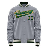 Custom Gray Kelly-Green Solid Color Varsity Letterman Jacket JA02240617YH165