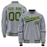 Custom Gray Kelly-Green Solid Color Varsity Letterman Jacket