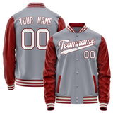 Custom Gray Texas-Orange Solid Color Varsity Letterman Jacket