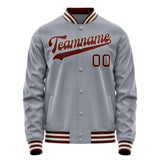 Custom Gray Texas-Orange Solid Color Varsity Letterman Jacket JA02240617YH170