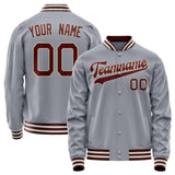 Custom Gray Texas-Orange Solid Color Varsity Letterman Jacket JA02240617YH170