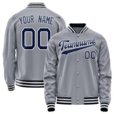 Custom Gray Navy Solid Color Varsity Letterman Jacket JA02240617YH172