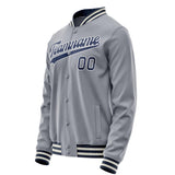 Custom Gray Navy Solid Color Varsity Letterman Jacket JA02240617YH172