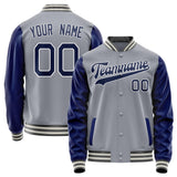 Custom Gray Royal Solid Color Varsity Letterman Jacket