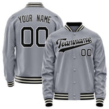 Custom Gray Black Solid Color Varsity Letterman Jacket JA02240617YH174