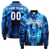 Custom Blue Flame Skull Jacket JA02240824PA009