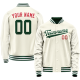 Custom Cream Kelly-Green Solid Color Varsity Letterman Jacket