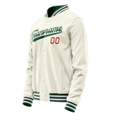 Custom Cream Kelly-Green Solid Color Varsity Letterman Jacket
