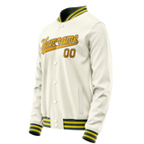 Custom Cream Gold Solid Color Varsity Letterman Jacket