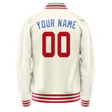 Custom Cream Royal Solid Color Varsity Letterman Jacket