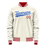 Custom Cream Royal Solid Color Varsity Letterman Jacket