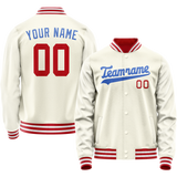 Custom Cream Royal Solid Color Varsity Letterman Jacket