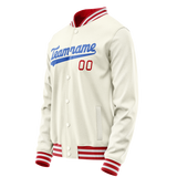 Custom Cream Royal Solid Color Varsity Letterman Jacket