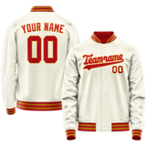 Custom Cream Orange Solid Color Varsity Letterman Jacket
