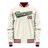 Custom Cream Kelly-Green Solid Color Varsity Letterman Jacket