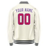Custom Cream Purple Solid Color Varsity Letterman Jacket
