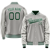 Custom Gray Kelly-Green Solid Color Varsity Letterman Jacket