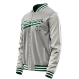 Custom Gray Kelly-Green Solid Color Varsity Letterman Jacket