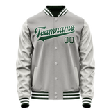 Custom Gray Kelly-Green Solid Color Varsity Letterman Jacket