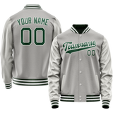 Custom Gray Kelly-Green Solid Color Varsity Letterman Jacket