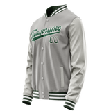 Custom Gray Kelly-Green Solid Color Varsity Letterman Jacket