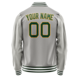 Custom Gray Kelly-Green Solid Color Varsity Letterman Jacket