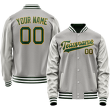 Custom Gray Kelly-Green Solid Color Varsity Letterman Jacket