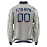 Custom Gray Royal Solid Color Varsity Letterman Jacket