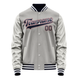 Custom Gray Royal Solid Color Varsity Letterman Jacket