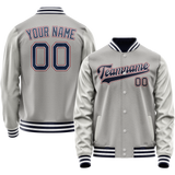 Custom Gray Royal Solid Color Varsity Letterman Jacket